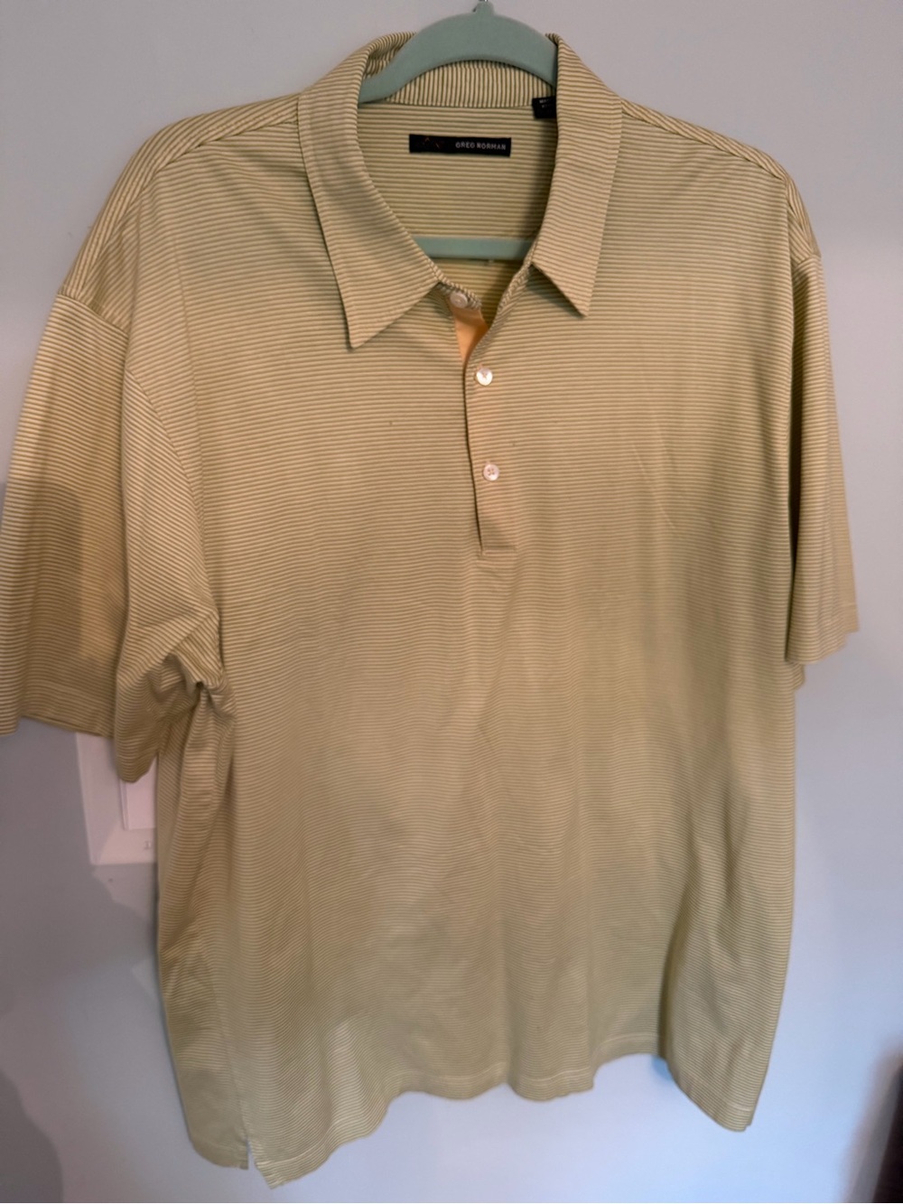 Greg Norman Men's Short Sleeve Polo - Light Green/ Cream XL NWOT Father’s Day?